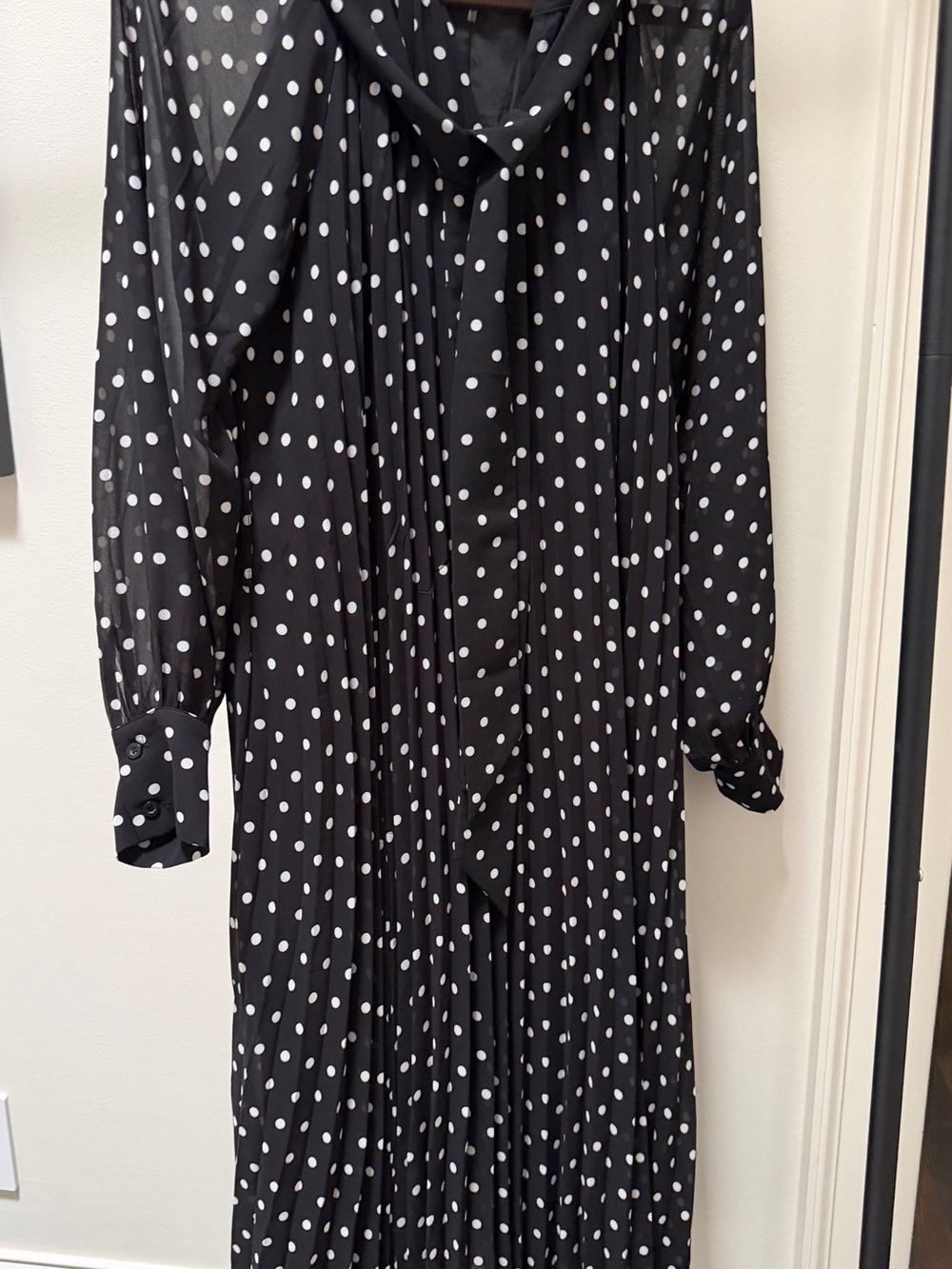 Gracia Black Maxi Dress with White Polka Dots Med